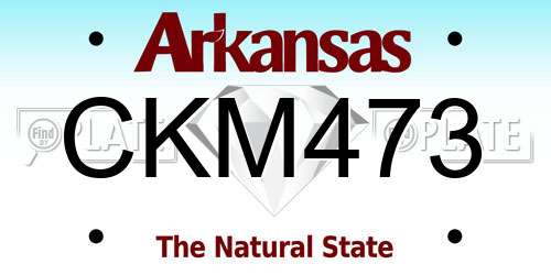 CKM473 Arkansas License Plate
