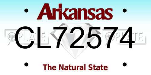CL72574 Arkansas License Plate