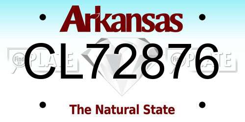 CL72876 Arkansas License Plate