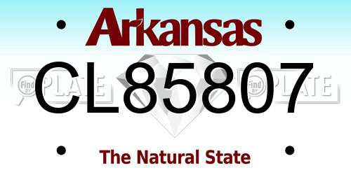 CL85807 Arkansas License Plate