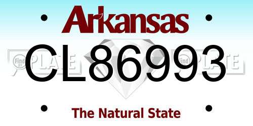 CL86993 Arkansas License Plate