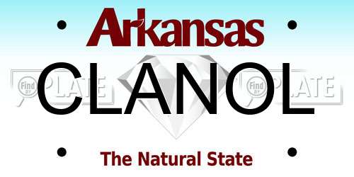 CLANOL Arkansas License Plate