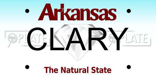 CLARY Arkansas License Plate