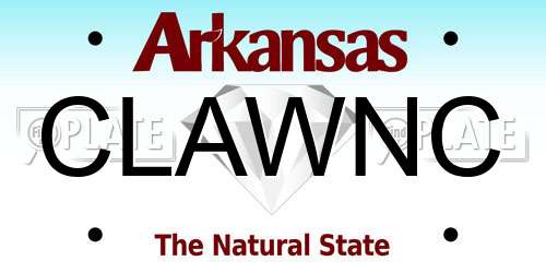CLAWNC Arkansas License Plate