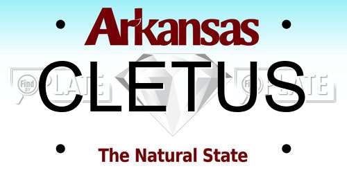 CLETUS Arkansas License Plate