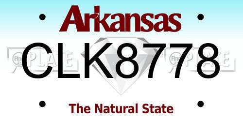 CLK8778 Arkansas License Plate
