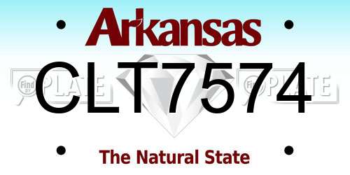 CLT7574 Arkansas License Plate