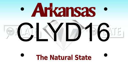 CLYD16 Arkansas License Plate
