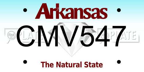 CMV547 Arkansas License Plate