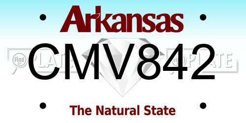 CMV842 Arkansas License Plate