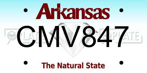 CMV847 Arkansas License Plate