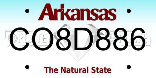 CO8D886 Arkansas License Plate