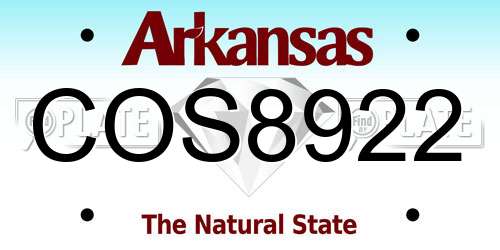 COS8922 Arkansas License Plate