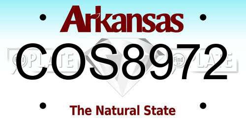 COS8972 Arkansas License Plate