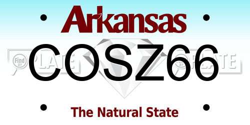 COSZ66 Arkansas License Plate