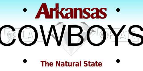 COWBOYS Arkansas License Plate