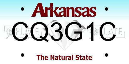 CQ3G1C Arkansas License Plate
