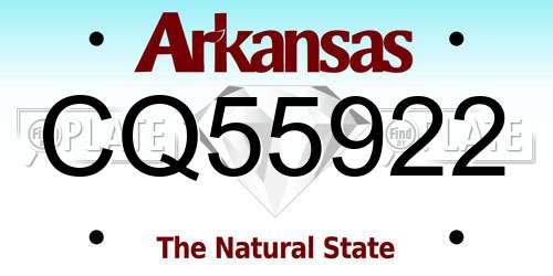 CQ55922 Arkansas License Plate