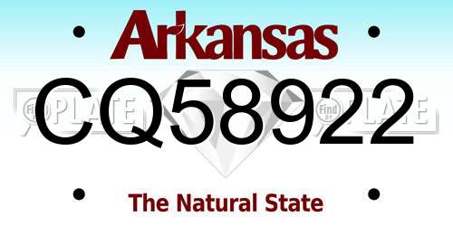 CQ58922 Arkansas License Plate