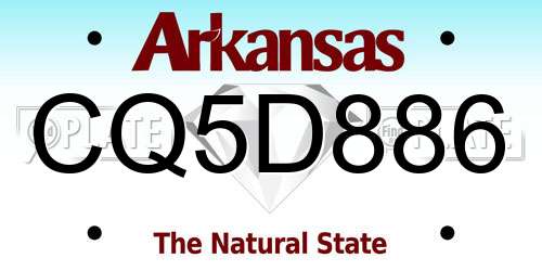 CQ5D886 Arkansas License Plate