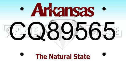 CQ89565 Arkansas License Plate