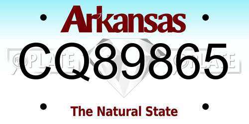 CQ89865 Arkansas License Plate