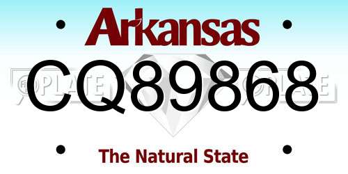 CQ89868 Arkansas License Plate