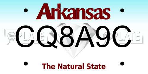CQ8A9C Arkansas License Plate