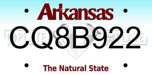 CQ8B922 Arkansas License Plate