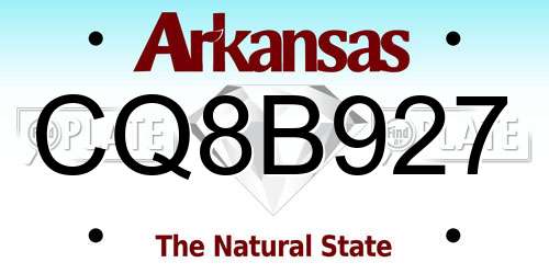CQ8B927 Arkansas License Plate