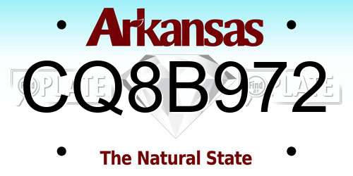 CQ8B972 Arkansas License Plate