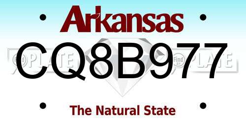 CQ8B977 Arkansas License Plate
