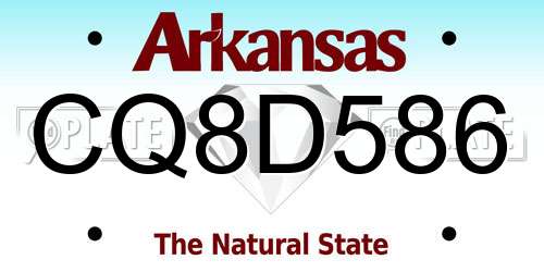 CQ8D586 Arkansas License Plate