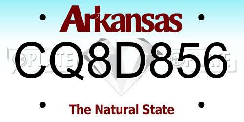 CQ8D856 Arkansas License Plate