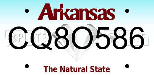 CQ8O586 Arkansas License Plate
