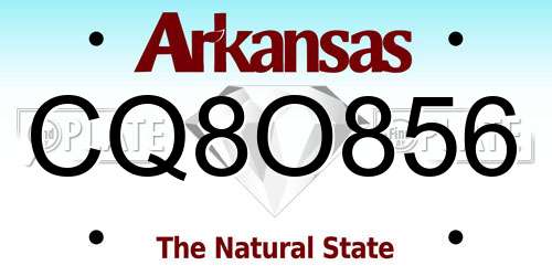 CQ8O856 Arkansas License Plate