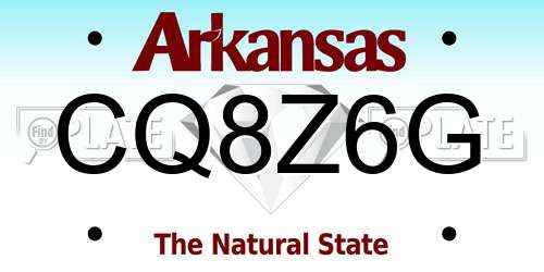 CQ8Z6G Arkansas License Plate