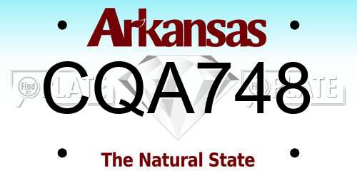 CQA748 Arkansas License Plate