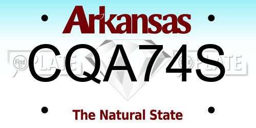 CQA74S Arkansas License Plate