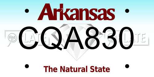 CQA830 Arkansas License Plate