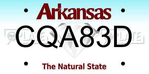 CQA83D Arkansas License Plate