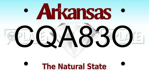 CQA83O Arkansas License Plate