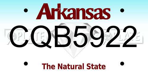 CQB5922 Arkansas License Plate