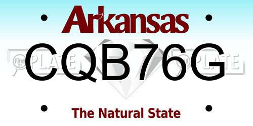CQB76G Arkansas License Plate
