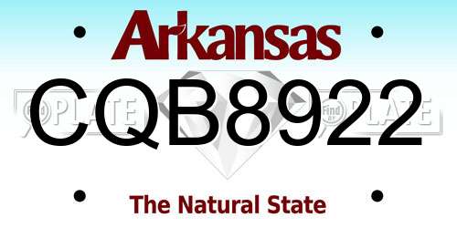 CQB8922 Arkansas License Plate