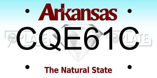 CQE61C Arkansas License Plate