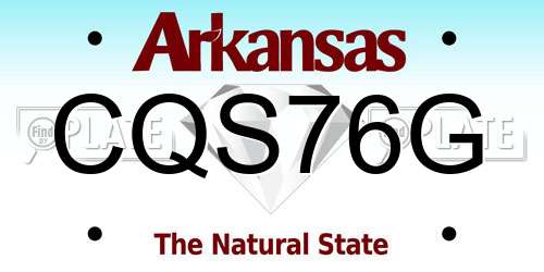 CQS76G Arkansas License Plate