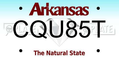CQU85T Arkansas License Plate