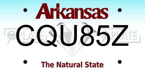 CQU85Z Arkansas License Plate