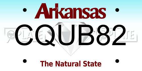 CQUB82 Arkansas License Plate